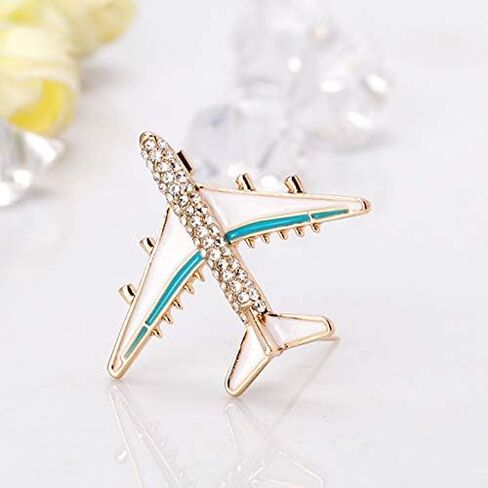 White Rhinestone Airplane Enamel Charms Jewelry Party Badge Banquet Scarf Pins Gifts in Kuwait
