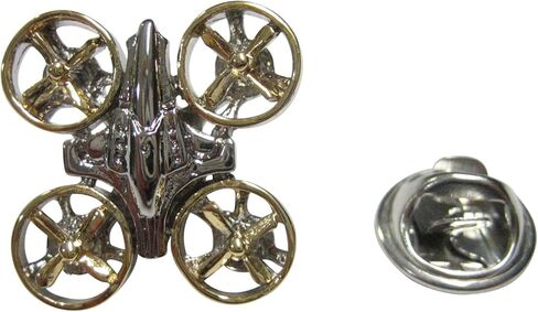 دبوس طية صدر السترة على شكل طائرة كوادكوبتر بدون طيار باللونين الذهبي والفضي in Kuwait