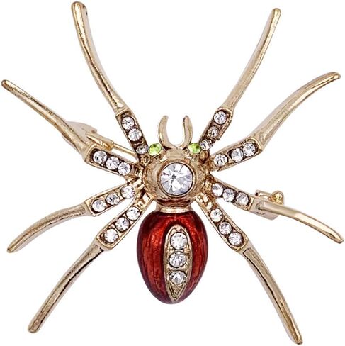 SELOVO Halloween Fashion Red Enamel Spider Brooch Pin ذهبي اللون كريستال شفاف in Kuwait