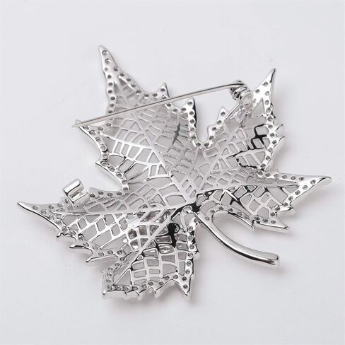 YACQ Women's Ladybug on Fall Leaf Pin Brooch - CZ & Enamel Fall Jewelry - Ultra Light - 2 x 1-3/4 Inches - Scarf Holders - Perfect for Blouse Jacket Coat Handbag in Saudi Arabia