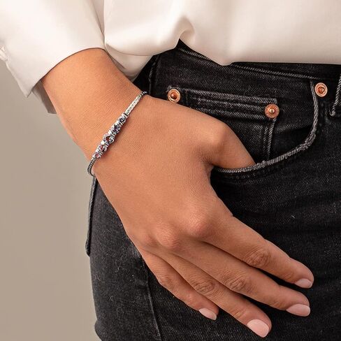 سوار PEORA مقلد من 5 أحجار من الكسندريت للنساء من الفضة الإسترلينية 925، متغير اللون 5 قيراط إجمالي الشكل الدائري، طول 7 1/4 بوصة، مجوهرات ألكسندريت متغيرة اللون، حجر بخت شهر يونيو in Kuwait