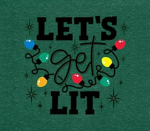 Christmas Shirts for Women Let's Get Lit Shirt Cute Lights Graphic Short Sleeve Xmas Tops Tees in Kuwait