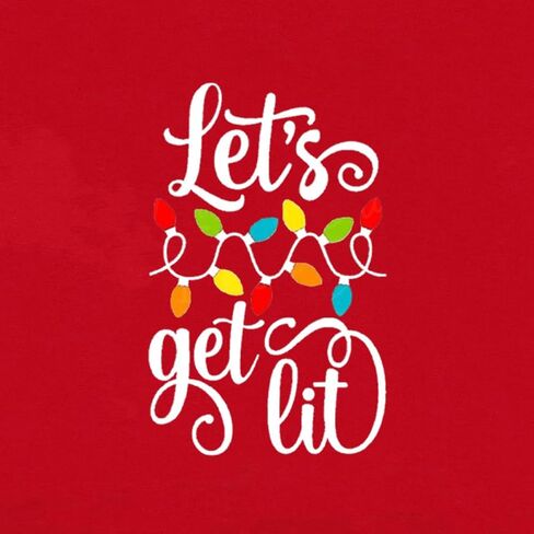 Christmas Shirts for Women Let's Get Lit Shirt Cute Lights Graphic Short Sleeve Xmas Tops Tees in Kuwait