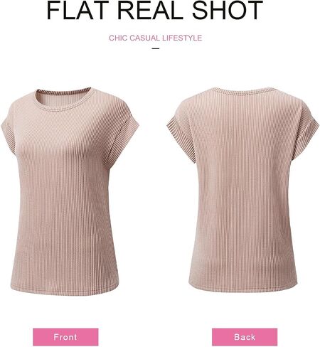 SHEWIN Womens Shirts Casual Crewneck Cap Sleeve T Shirt Cute Summer Tops Loose Knitted Blouses in Saudi Arabia