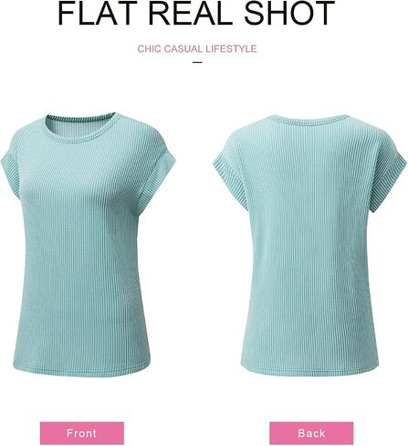 SHEWIN Womens Shirts Casual Crewneck Cap Sleeve T Shirt Cute Summer Tops Loose Knitted Blouses in Saudi Arabia