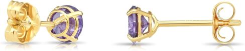 14k Yellow Gold 5MM Simulated Birthstone Stud Earrings with Butterfly Push backings, Available in 12 colors in Kuwait
