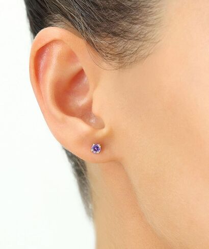 14k Yellow Gold 5MM Simulated Birthstone Stud Earrings with Butterfly Push backings, Available in 12 colors in Kuwait