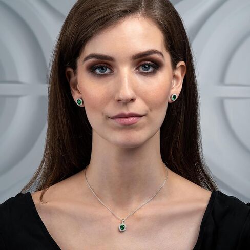 925 Sterling Silver Halo Earrings for Women with White, Green, Blue, or Red Cubic Zirconia Stones, Classic Halo Earrings for Women in Silver, Gold or Rose Gold, Jewelry for Women in Kuwait