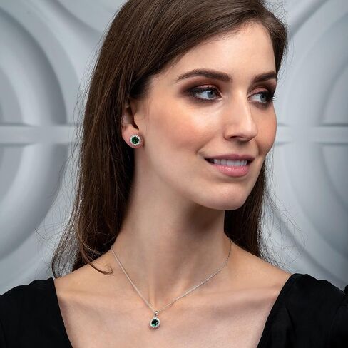 925 Sterling Silver Halo Earrings for Women with White, Green, Blue, or Red Cubic Zirconia Stones, Classic Halo Earrings for Women in Silver, Gold or Rose Gold, Jewelry for Women in Kuwait