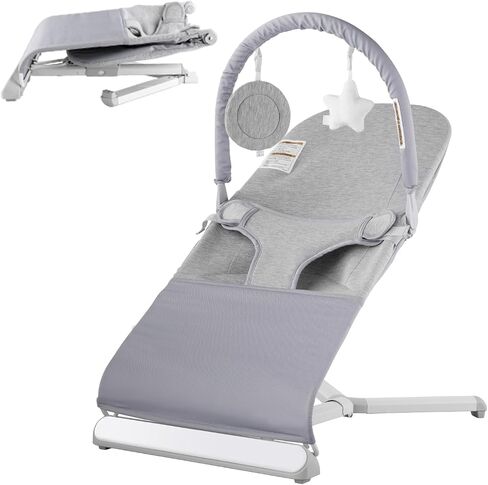 VEVOR Baby Bouncer, Folding Bouncer Seat for Babies 0-9 Months, Newborn Bouncer Chair with 2 Reclining Angles & 3-Point Harness, Portable Infant Rocker with Carrying Bag for Indoors Outdoors, Camel in Saudi Arabia