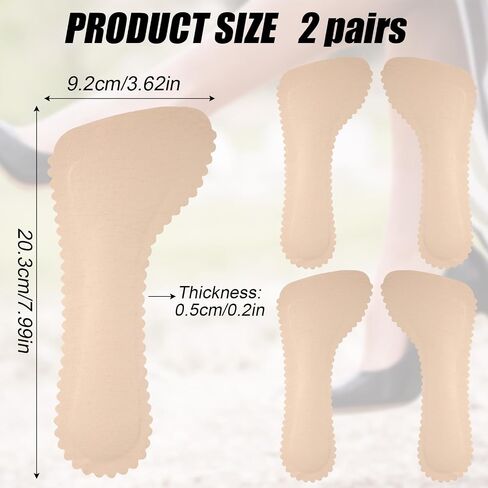 2 Pairs High Heel Inserts for Women, 7.28x3.23x0.2 Inch Invisible Adhesive Cushion Insoles Arch Support Anti-Slip Slim Inserts Liners 3/4 Comfort Insoles for Sandals Boots Pump (Beige) in Saudi Arabia