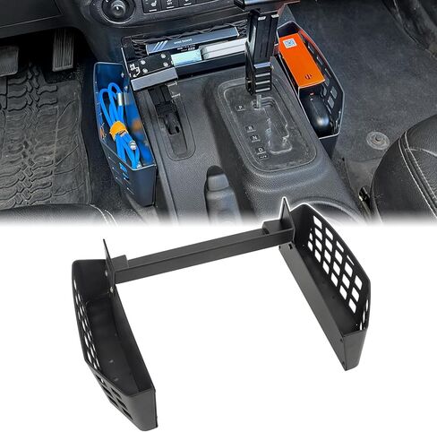 منظم وحدة التحكم Z8 Gear Shift لـ 2011-2018 Jeep Wrangler JK JKU، صندوق تخزين ناقل الحركة من الفولاذ المقاوم للصدأ، صندوق تعليق وحدة التحكم المركزية، صندوق تخزين العملات المعدنية لعلبة التروس (يناسب ناقل الحركة القياسي فقط) in Kuwait
