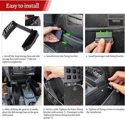 منظم وحدة التحكم Z8 Gear Shift لـ 2011-2018 Jeep Wrangler JK JKU، صندوق تخزين ناقل الحركة من الفولاذ المقاوم للصدأ، صندوق تعليق وحدة التحكم المركزية، صندوق تخزين العملات المعدنية لعلبة التروس (يناسب ناقل الحركة القياسي فقط) in Kuwait