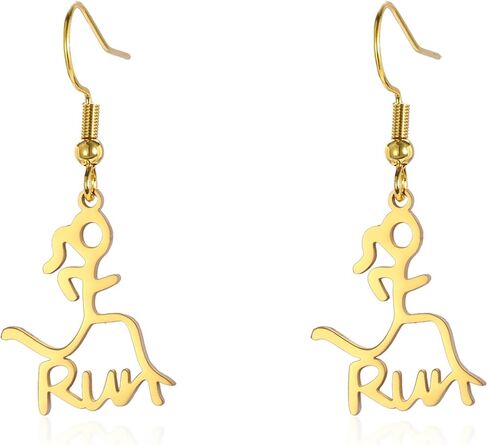 Fashion Runner Dangle Earring Marathon Runner Gifts for Women Stainless Steel Sport Hoop Earrings Running Jewelry Gift in Kuwait