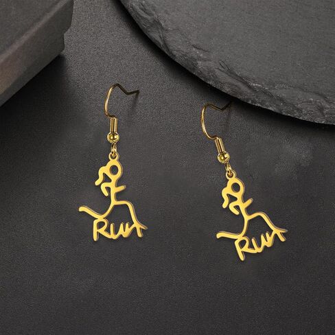 Fashion Runner Dangle Earring Marathon Runner Gifts for Women Stainless Steel Sport Hoop Earrings Running Jewelry Gift in Kuwait
