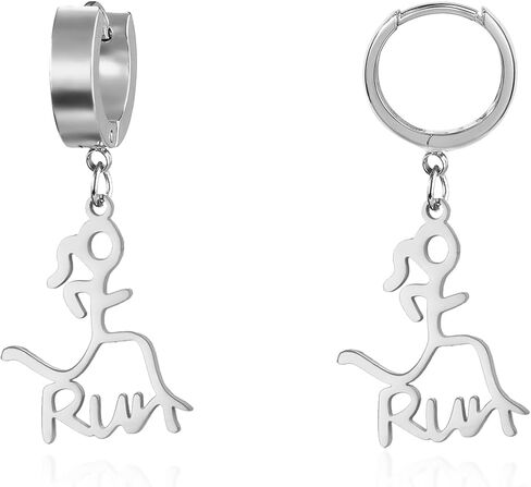 Fashion Runner Dangle Earring Marathon Runner Gifts for Women Stainless Steel Sport Hoop Earrings Running Jewelry Gift in Kuwait