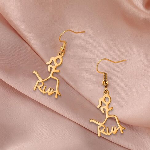 Fashion Runner Dangle Earring Marathon Runner Gifts for Women Stainless Steel Sport Hoop Earrings Running Jewelry Gift in Kuwait