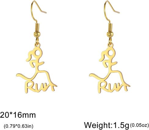 Fashion Runner Dangle Earring Marathon Runner Gifts for Women Stainless Steel Sport Hoop Earrings Running Jewelry Gift in Kuwait