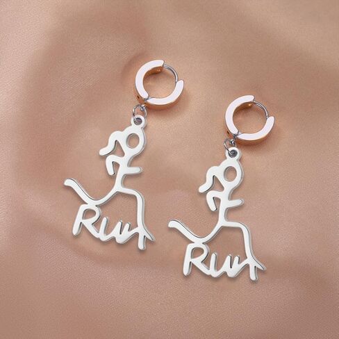 Fashion Runner Dangle Earring Marathon Runner Gifts for Women Stainless Steel Sport Hoop Earrings Running Jewelry Gift in Kuwait