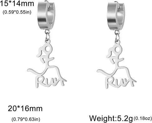 Fashion Runner Dangle Earring Marathon Runner Gifts for Women Stainless Steel Sport Hoop Earrings Running Jewelry Gift in Kuwait
