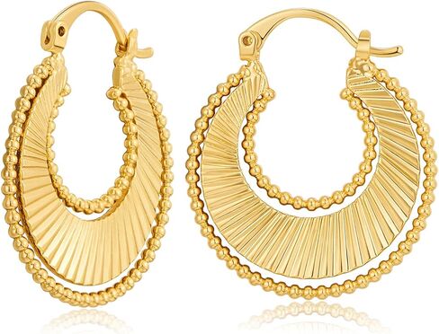 LILIE&WHITE Gold Fan-shaped Geometric Hoop Earrings for Women Hypoallergenic Earrings Fashion Earrings Gift Earrings in Saudi Arabia