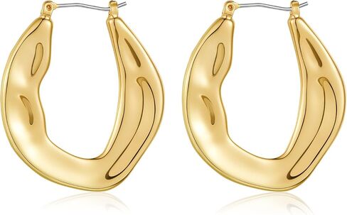 LILIE&WHITE Gold Fan-shaped Geometric Hoop Earrings for Women Hypoallergenic Earrings Fashion Earrings Gift Earrings in Saudi Arabia