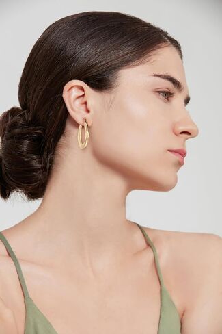 LILIE&WHITE Gold Fan-shaped Geometric Hoop Earrings for Women Hypoallergenic Earrings Fashion Earrings Gift Earrings in Saudi Arabia