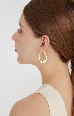 LILIE&WHITE Gold Fan-shaped Geometric Hoop Earrings for Women Hypoallergenic Earrings Fashion Earrings Gift Earrings in Saudi Arabia