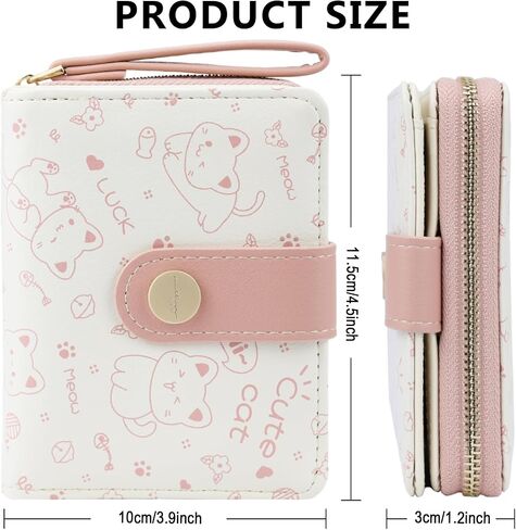 Cat Wallet girls Black Small Cute Wallets Coin Purse Minimalist Cat Design Women's Travel Wallets Leather Credit Card Holder with ID Window Kawaii Cash Wallet for Women Ladies and Girls in Saudi Arabia