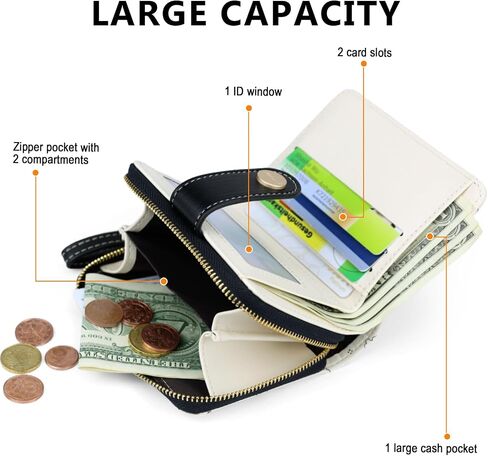 Cat Wallet girls Black Small Cute Wallets Coin Purse Minimalist Cat Design Women's Travel Wallets Leather Credit Card Holder with ID Window Kawaii Cash Wallet for Women Ladies and Girls in Saudi Arabia