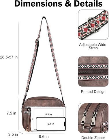 حقائب FADEON Crossbody للنساء مصممة حقيبة كروس بودي من جلد البولي يوريثان محفظة كتف بحزام عريض وشرابة in Kuwait