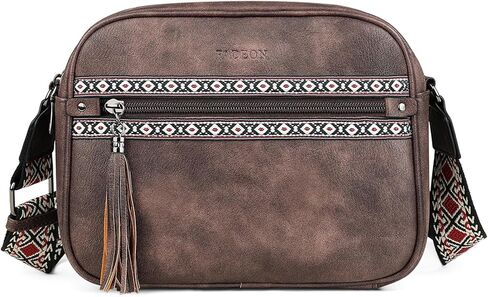 حقائب FADEON Crossbody للنساء مصممة حقيبة كروس بودي من جلد البولي يوريثان محفظة كتف بحزام عريض وشرابة in Kuwait