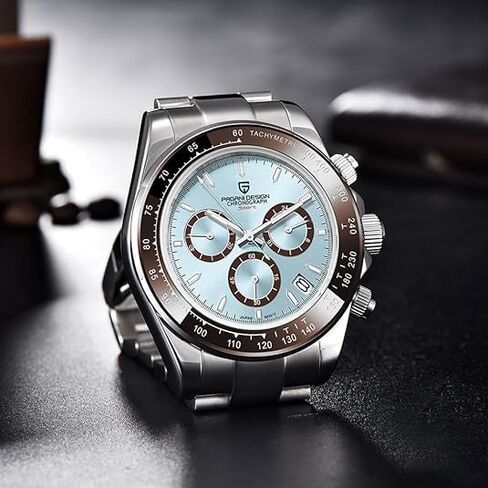 Pagani Design PD1644 Men’s Quartz Chronograph Watch VK63 Movement, Sapphire Crystal, Rainbow Bezel, Stainless Steel, 100M Water Resistant Sports Wristwatch in Kuwait