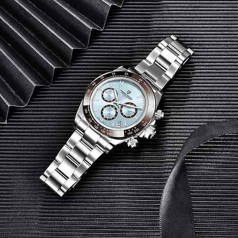 Pagani Design PD1644 Men’s Quartz Chronograph Watch VK63 Movement, Sapphire Crystal, Rainbow Bezel, Stainless Steel, 100M Water Resistant Sports Wristwatch in Kuwait