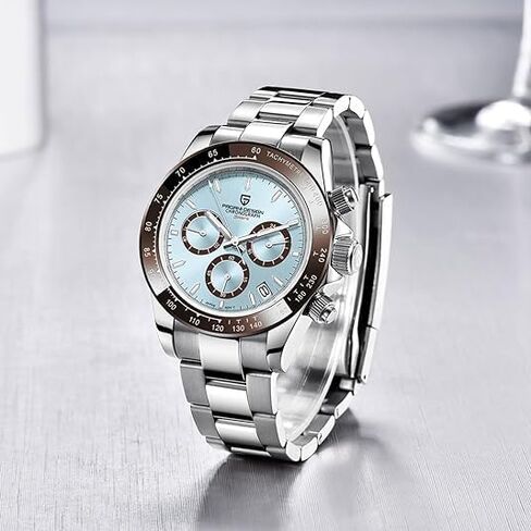 Pagani Design PD1644 Men’s Quartz Chronograph Watch VK63 Movement, Sapphire Crystal, Rainbow Bezel, Stainless Steel, 100M Water Resistant Sports Wristwatch in Kuwait
