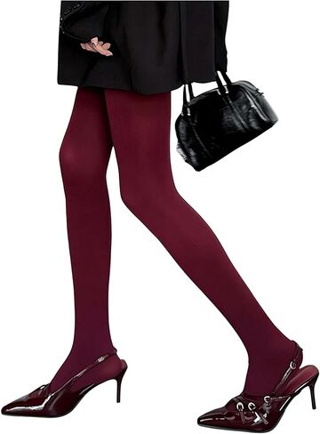MakeMeChic Women's Soft Semi Opaque Tights Plain Control Top Skinny Fit Pantyhose in Saudi Arabia