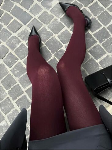 MakeMeChic Women's Soft Semi Opaque Tights Plain Control Top Skinny Fit Pantyhose in Saudi Arabia