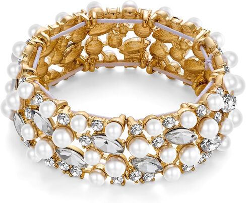 WOWORAMA Wedding Bridal Bracelet for Women Brides Bridesmaids Sparkly Austrian Crystal Teardrop Bracelet Bangle Rhinestone Elastic Stretch Bracelets for Wedding Party Prom in Kuwait