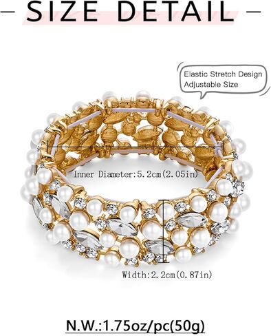 WOWORAMA Wedding Bridal Bracelet for Women Brides Bridesmaids Sparkly Austrian Crystal Teardrop Bracelet Bangle Rhinestone Elastic Stretch Bracelets for Wedding Party Prom in Kuwait