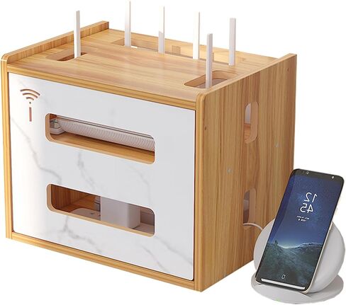 Catekro WIFI Router Storage Box, wifi Cabinet to Hide Router and Modem, Router Cover Decorative Box for Office and Home (273-White) in Kuwait