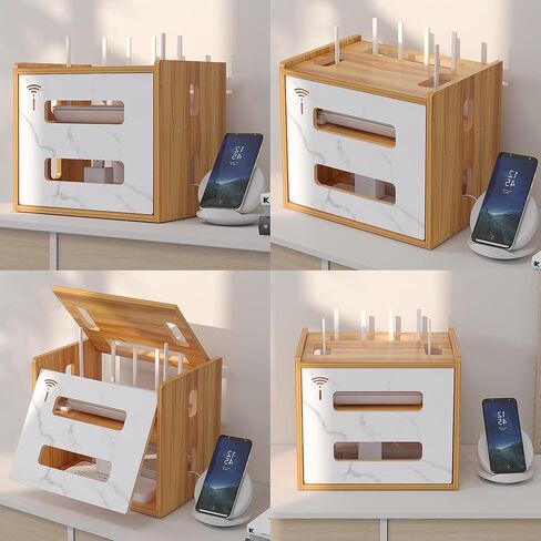Catekro WIFI Router Storage Box, wifi Cabinet to Hide Router and Modem, Router Cover Decorative Box for Office and Home (273-White) in Kuwait