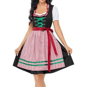 GloryStar Women's Oktoberfest Dirndl 3 pieces Dress Costumes for Bavarian Oktoberfest Festival