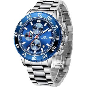 MEGALITH Mens Watches Stainless Steel Waterproof Analog Quartz Wrist Watch Fashion Business Chronograph Watch for Men