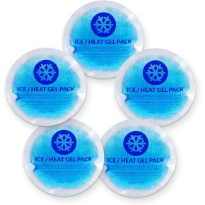 EverOne Round Reusable Gel Ice Pack with Cloth Backing for Hot & Cold Therapeutic Use, First Aid, Injuries, Breastfeeding, 5 Count