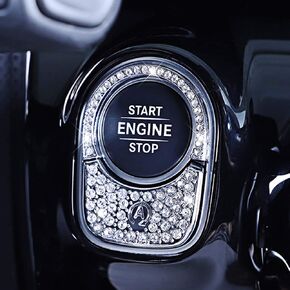 Pursuestar Bling Bling Crystal Button Start Ignition Control Switch Cover Car Interior Accessories Trim Sticker Decals for Mercedes Benz A B Class GLB GLA CLA 2019 2020 2021 2022