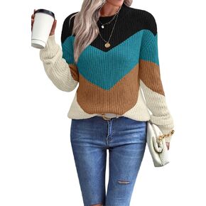 Long Sleeve Sweater,Cable Knit Sweater Women,Crew Neck Sweatshirts Women,Ribbed Knit Sweater,Cute Winter Clothes Women