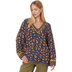 Free People Womens Little Animal Pullover Blue Fig Combo Medium in Kuwait