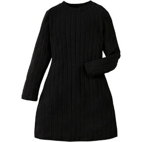 SHENHE Girl's Casual Sweater Dress Mock Neck Long Sleeve Knitted Midi Dress