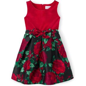 The Children's Place Girls' Mommy and Me Floral Knit To Woven Dress