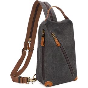 KL928 Canvas Sling Bag - Small Crossbody Backpack Shoulder Casual Daypack Rucksack for Men Women